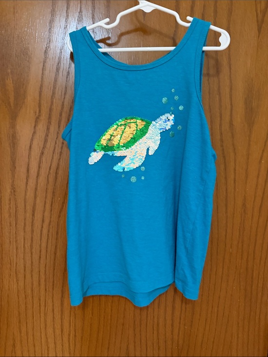 Cat & Jack Other - Cat & Jack Teal Girls Tank with Sequin Sea Turtle